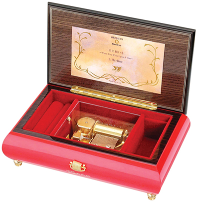 オルゴール屋ドットコム 30弁高級イタリア象嵌宝石箱 赤 オルゴール